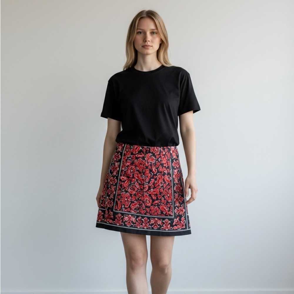 Talbots Petite Navy and Red Cowgirl Paisley Bandana Print Skirt - Size 2P